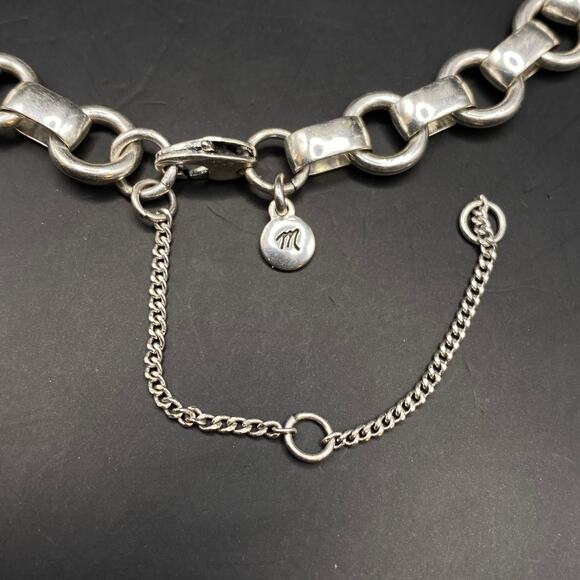 Signed MADEWELL Chunky Chain Choker Necklace Bold Linked Silver Tone 16" +3" - Picture 6 of 6